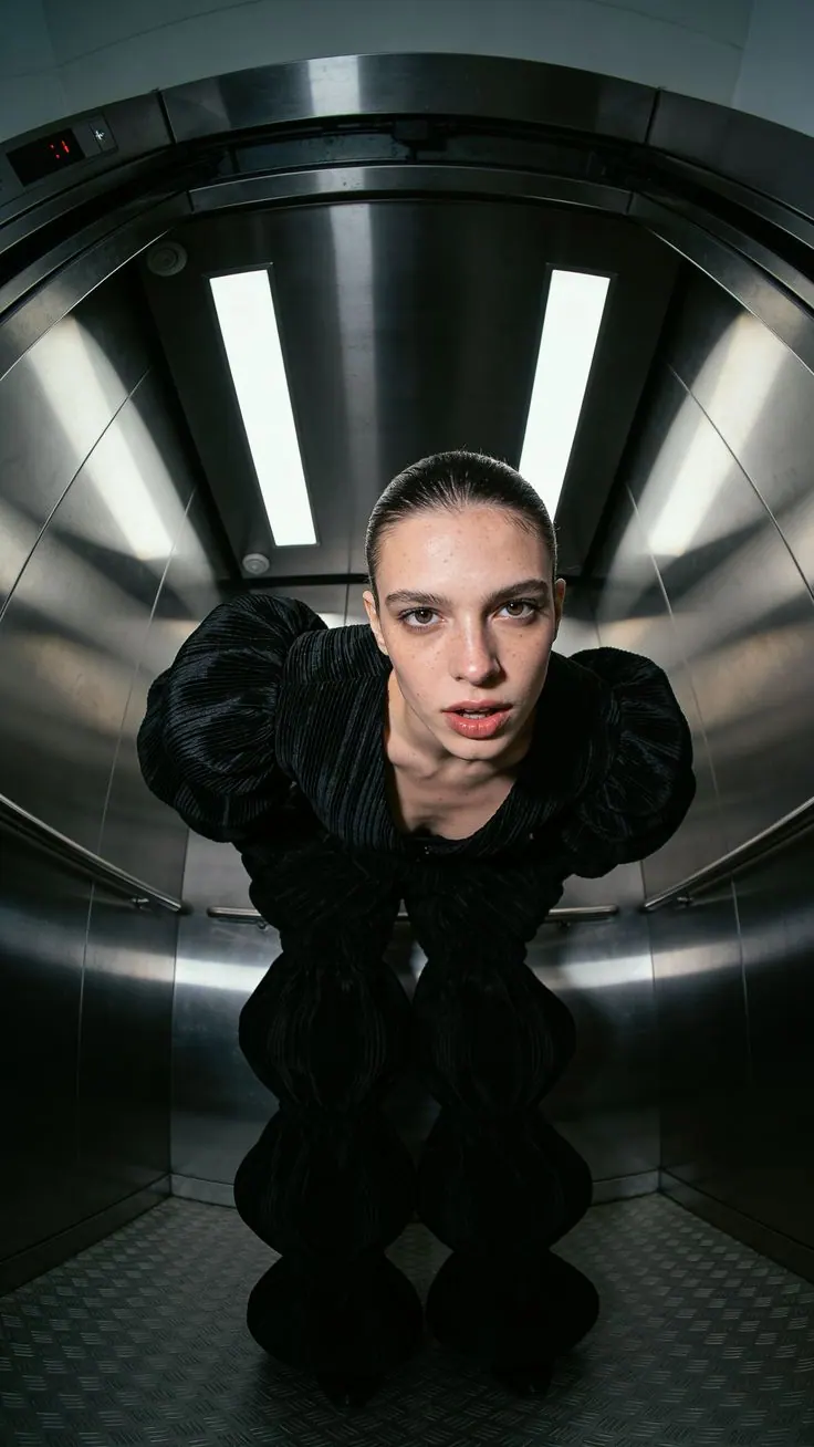 An avant-garde look in metal — women's portrait