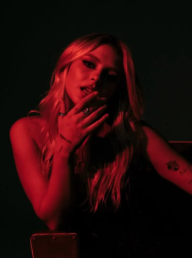 A portrait in deep red light — women's portrait