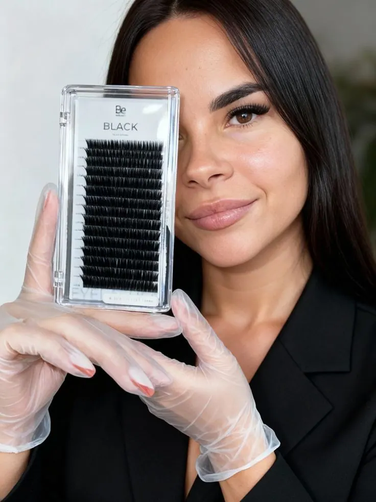 Lash artist photoshoot — a lash palette and a black blazer