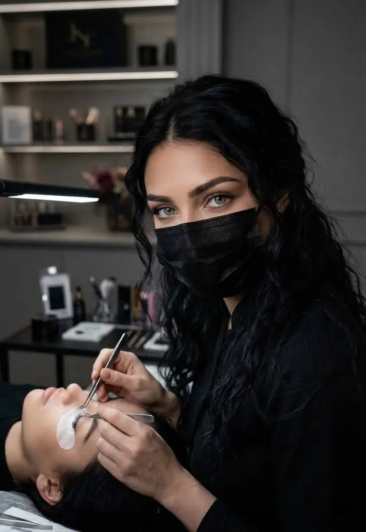 Lash artist photoshoot — a lash artist working on a client